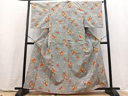 平和屋着物■上質な紬　蜀江花文　正絹　逸品　BAAX9697yc