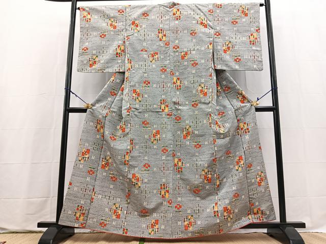 平和屋着物■上質な紬　蜀江花文　正絹　逸品　BAAX9697yc