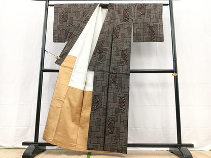 平和屋着物■本場大島紬　短冊花文　正絹　逸品　BAAX9699yc