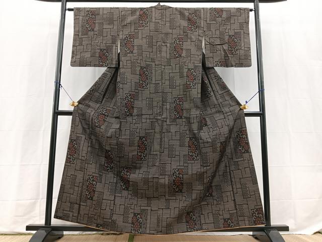 平和屋着物■本場大島紬　短冊花文　正絹　逸品　BAAX9699yc