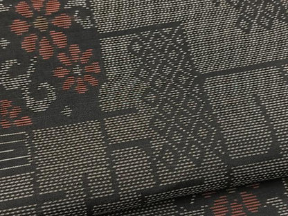 平和屋着物■本場大島紬　短冊花文　正絹　逸品　BAAX9699yc