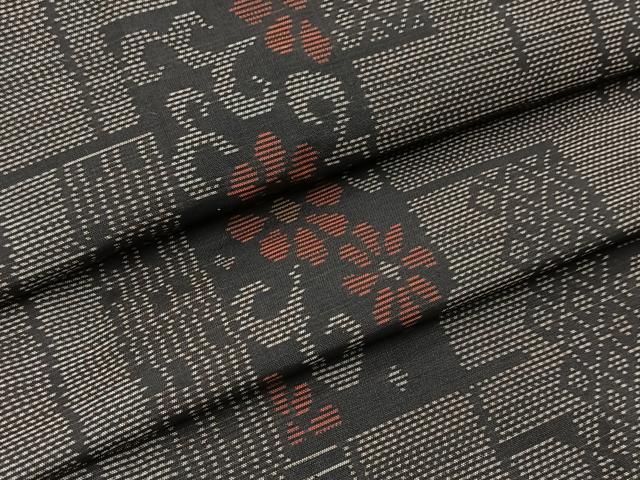 平和屋着物■本場大島紬　短冊花文　正絹　逸品　BAAX9699yc