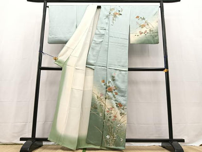 平和屋着物■訪問着　螺鈿　草花文　暈し染め　金銀彩　正絹　逸品　BAAX9700yc