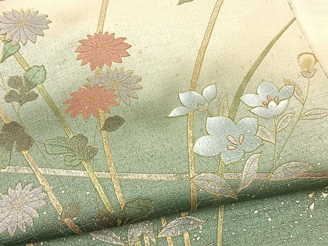 平和屋着物■訪問着　螺鈿　草花文　暈し染め　金銀彩　正絹　逸品　BAAX9700yc