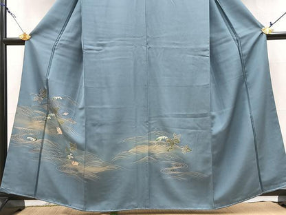 平和屋着物■訪問着　刺繍　立波吉祥花文　金彩　正絹　逸品　未使用　BAAX9704yc