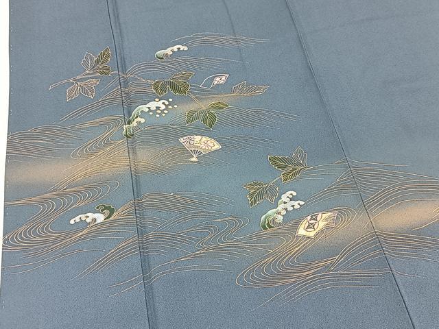 平和屋着物■訪問着　刺繍　立波吉祥花文　金彩　正絹　逸品　未使用　BAAX9704yc