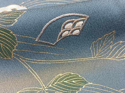 平和屋着物■訪問着　刺繍　立波吉祥花文　金彩　正絹　逸品　未使用　BAAX9704yc