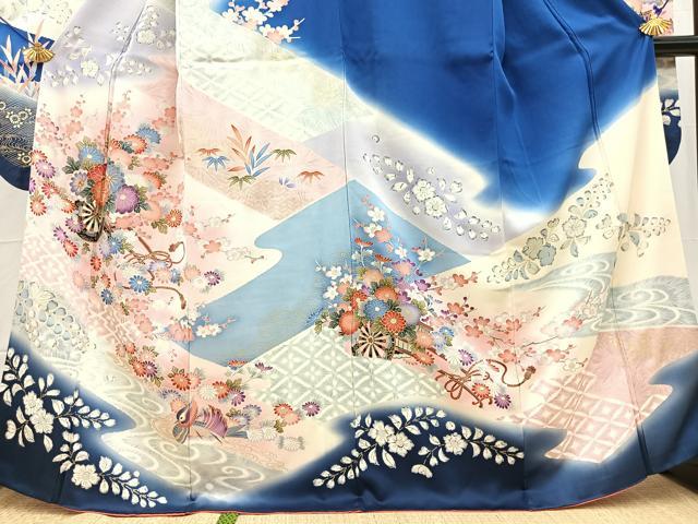 平和屋着物■豪華振袖　駒刺繍　花車花鳥文　暈し染め　金彩　正絹　逸品　BAAX9707yc