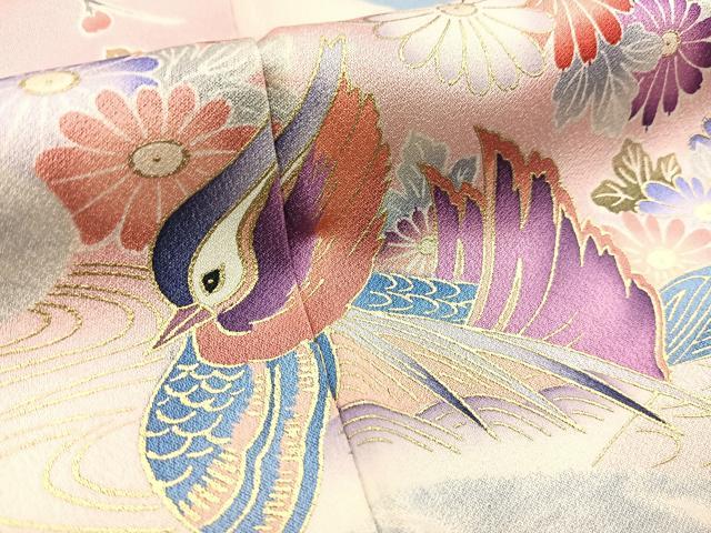 平和屋着物■豪華振袖　駒刺繍　花車花鳥文　暈し染め　金彩　正絹　逸品　BAAX9707yc