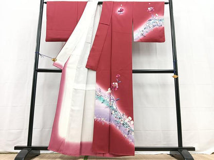 平和屋着物■訪問着　手描き　草花文　暈し染め　金彩　正絹　逸品　BAAX9709yc