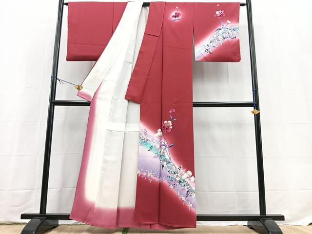 平和屋着物■訪問着　手描き　草花文　暈し染め　金彩　正絹　逸品　BAAX9709yc