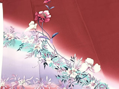 平和屋着物■訪問着　手描き　草花文　暈し染め　金彩　正絹　逸品　BAAX9709yc