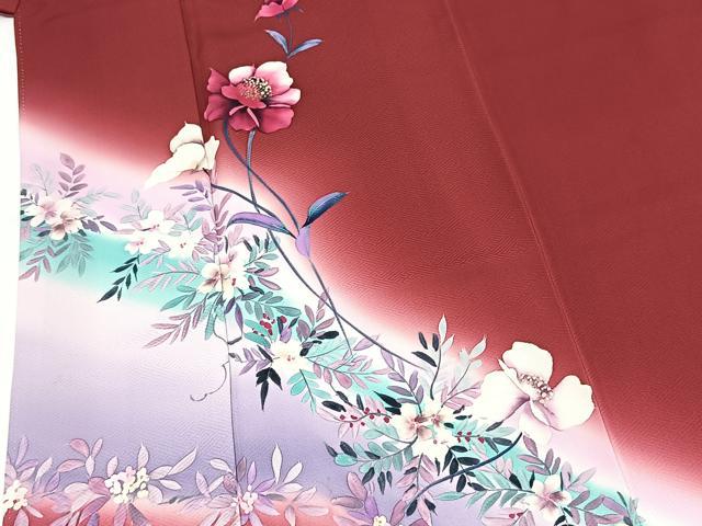 平和屋着物■訪問着　手描き　草花文　暈し染め　金彩　正絹　逸品　BAAX9709yc