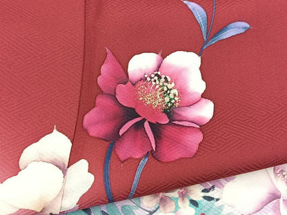 平和屋着物■訪問着　手描き　草花文　暈し染め　金彩　正絹　逸品　BAAX9709yc