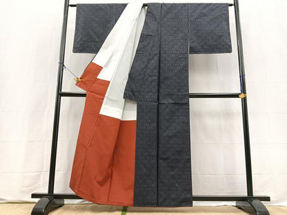 平和屋着物■本場大島紬　麻の葉文様　正絹　逸品　BAAX9710yc