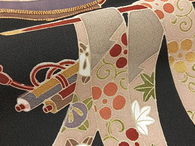 平和屋着物■豪華黒留袖　駒刺繍　吉祥花文　金銀彩　正絹　逸品　BAAX9711yc