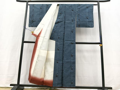 平和屋着物■本場越後大島紬　泥染め　本草木染　花間道　証紙付き　正絹　逸品　BAAX9713yc