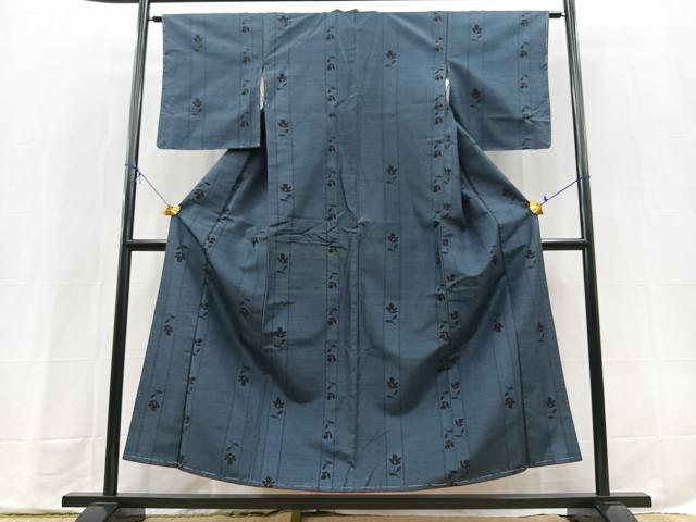 平和屋着物■本場越後大島紬　泥染め　本草木染　花間道　証紙付き　正絹　逸品　BAAX9713yc