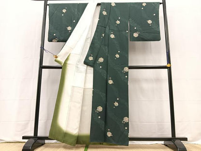平和屋着物■上質な小紋　雪輪花文　正絹　逸品　BAAX9714yc