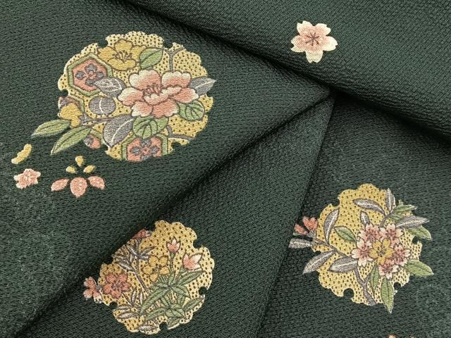 平和屋着物■上質な小紋　雪輪花文　正絹　逸品　BAAX9714yc
