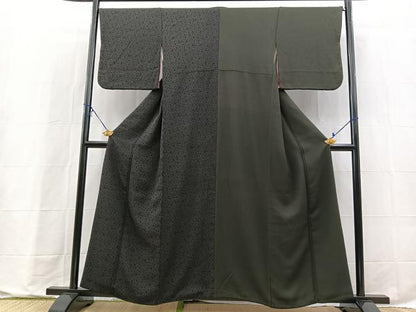 平和屋着物●訪問着　肩身替わり　花尽くし　千歳茶色　黒地　正絹　逸品　BAAX9724yc