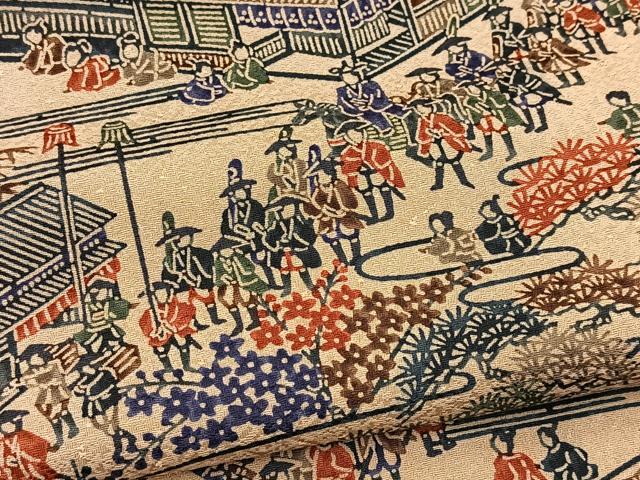 平和屋着物■上質な小紋　型染め　大名行列　正絹　逸品　BAAX9725yc