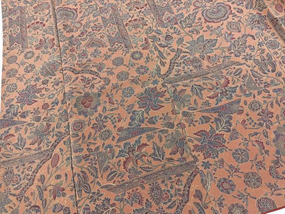 平和屋着物■上質な小紋　切嵌更紗花文　鬼しぼ縮緬　正絹　逸品　BAAX9727yc