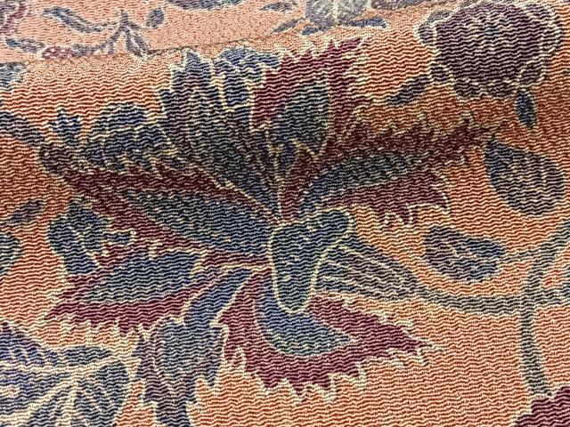平和屋着物■上質な小紋　切嵌更紗花文　鬼しぼ縮緬　正絹　逸品　BAAX9727yc