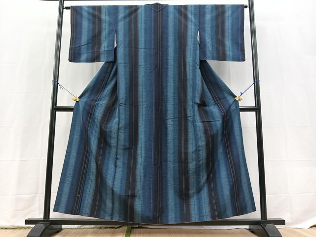 平和屋着物■上質な紬　縞　正絹　逸品　BAAX9729yc