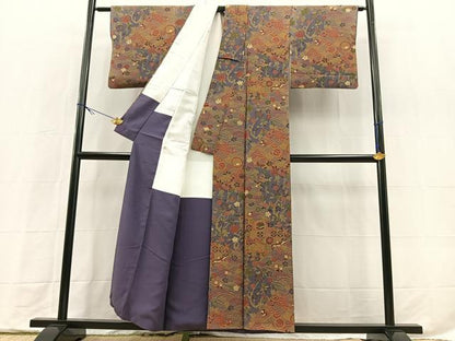 平和屋着物■上質な小紋　立波動物花文　鬼しぼ縮緬　正絹　逸品　BAAX9730yc