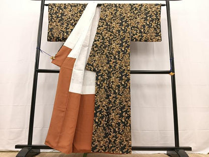 平和屋着物■上質な小紋　更紗花唐草文　正絹　逸品　BAAX9731yc