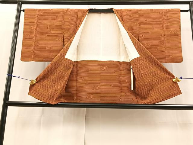 平和屋着物＃道行コート　幾何学文様　正絹　逸品　BAAX9732yc