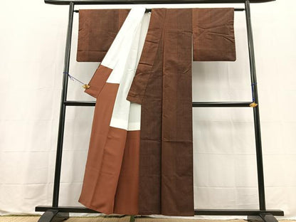 平和屋着物■上質な紬　縞　正絹　逸品　BAAX9737yc