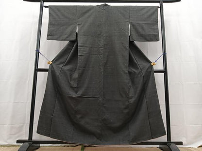 平和屋着物■上質な紬　井桁絣　正絹　逸品　BAAX9739yc