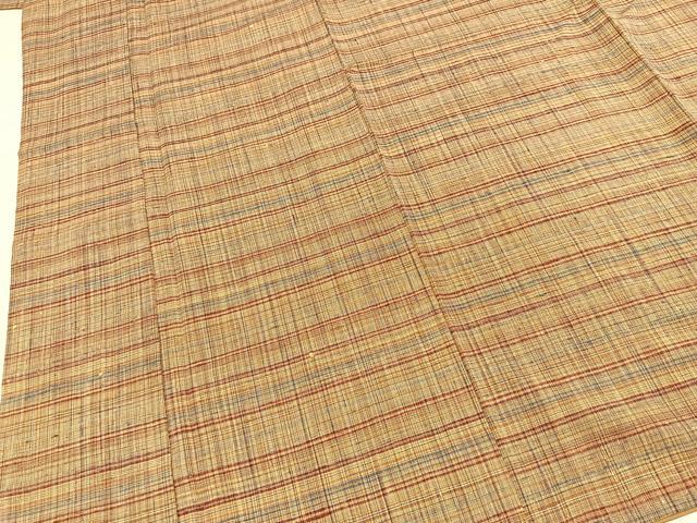 平和屋着物■上質な紬　格子柄　正絹　逸品　BAAX9741yc
