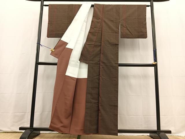 平和屋着物■上質な紬　間道　正絹　逸品　BAAX9743yc