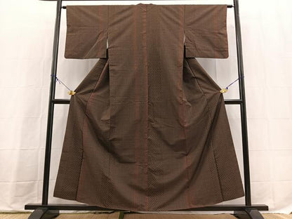 平和屋着物■上質な紬　間道　正絹　逸品　BAAX9743yc