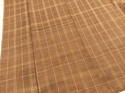 平和屋着物■上質な紬　格子柄　正絹　逸品　BAAX9747yc