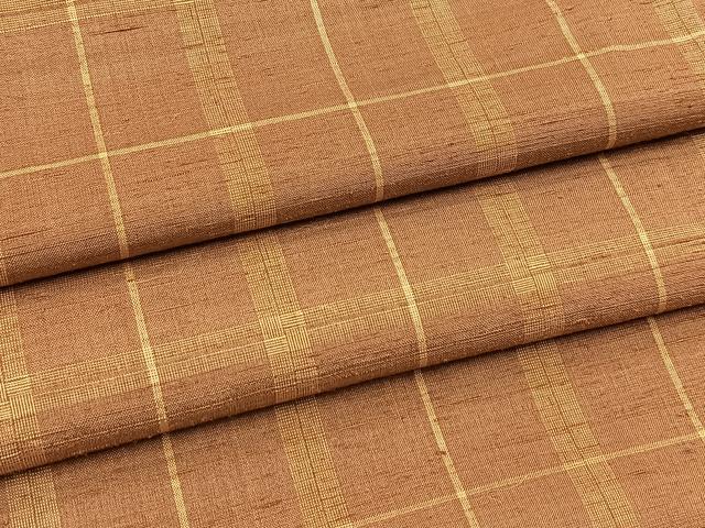 平和屋着物■上質な紬　格子柄　正絹　逸品　BAAX9747yc