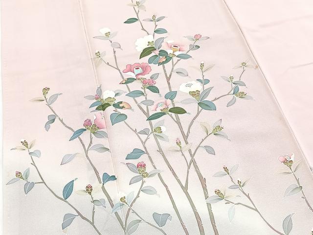 平和屋着物●訪問着　友禅　作家物　椿　正絹　逸品　BAAX9748yc