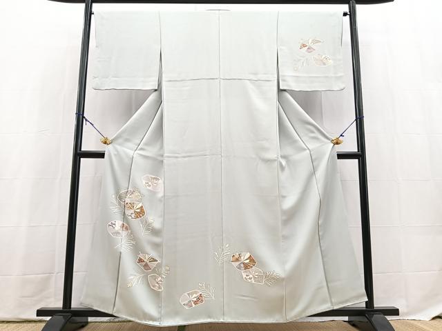 平和屋着物●訪問着　駒刺繍　草花文　金彩　正絹　逸品　BAAX9749yc