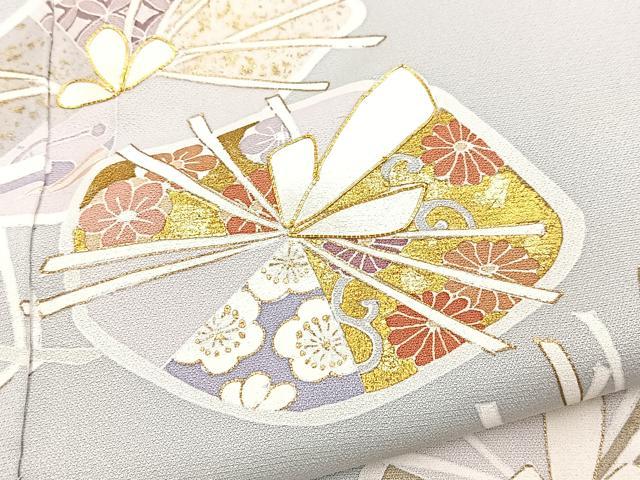 平和屋着物●訪問着　駒刺繍　草花文　金彩　正絹　逸品　BAAX9749yc