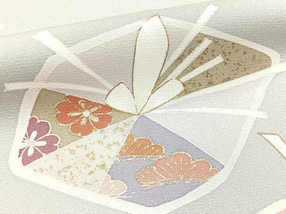 平和屋着物●訪問着　駒刺繍　草花文　金彩　正絹　逸品　BAAX9749yc