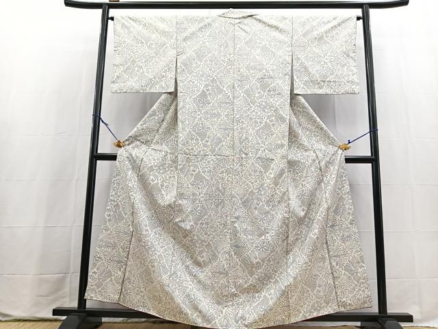 平和屋着物●本場大島紬　白大島　7マルキ　幾何学花文　正絹　逸品　BAAX9753yc