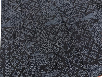 平和屋着物■上質な紬　切嵌吉祥花文　正絹　逸品　未使用　BAAX9754yc