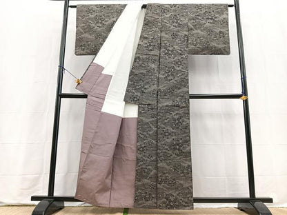 平和屋着物■本場大島紬　7マルキ　重ね山風景文　反端付き　正絹　逸品　BAAX9755yc