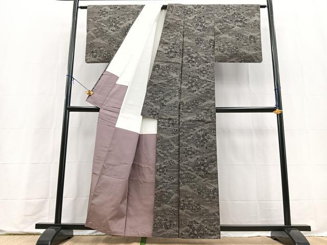 平和屋着物■本場大島紬　7マルキ　重ね山風景文　反端付き　正絹　逸品　BAAX9755yc