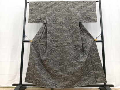平和屋着物■本場大島紬　7マルキ　重ね山風景文　反端付き　正絹　逸品　BAAX9755yc