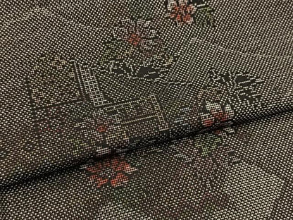 平和屋着物●本場大島紬　9マルキ　風景花文　正絹　逸品　BAAX9760yc