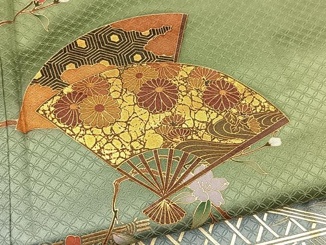 平和屋着物■訪問着　流水扇面花文　暈し染め　金彩　正絹　逸品　未使用　BAAX9761yc